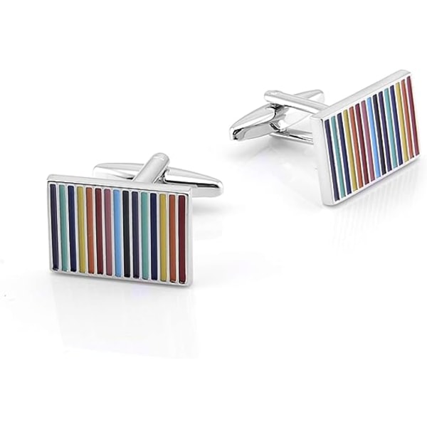 Rainbow Stripes Manschettknappar för män rektangelpar män manschettknappar för affärsbröllop dagliga skjortor