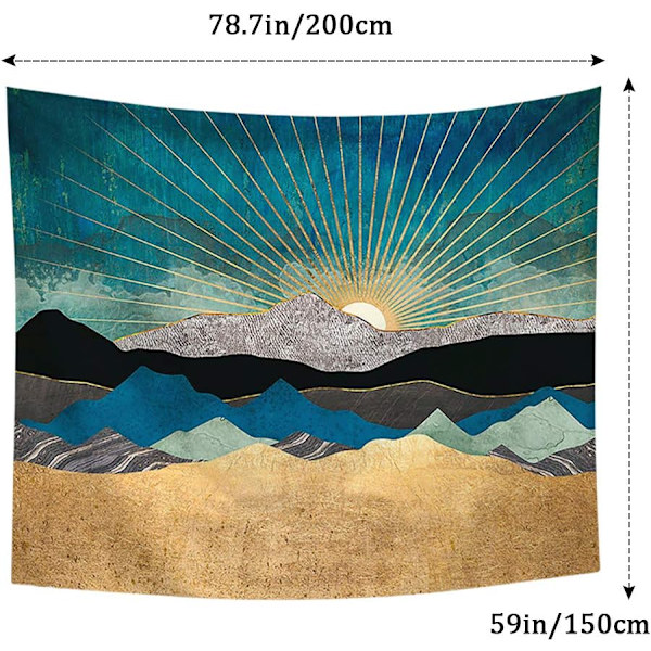 Soluppgång Landskap Gobeläng Vägg Hängande, Berg Gobelänger Dekor Gobeläng Heminredning, 78,7x59in