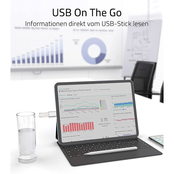 USB C-adapter till USB 3.0 10 Gbps otg-adapter dataöverföringsladdningsadapter (2 st, silver) Silver