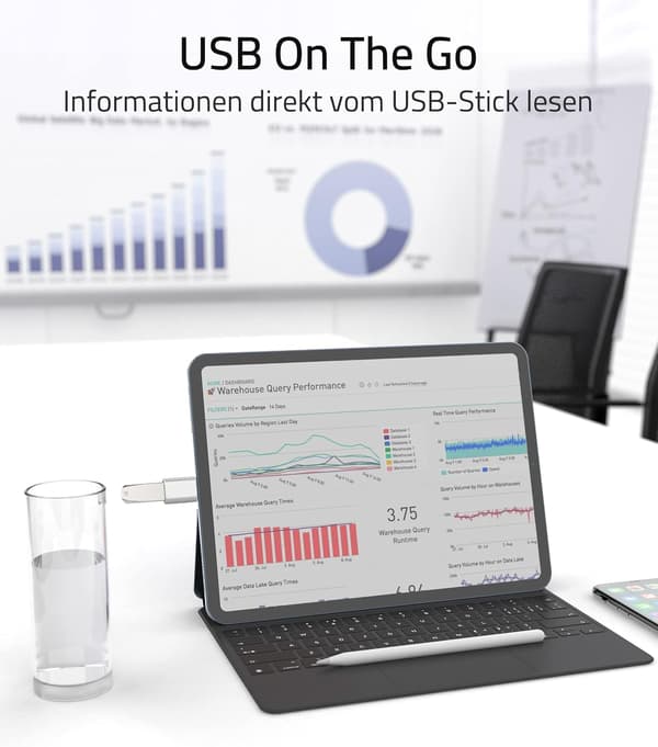 USB C -sovitin USB 3.0 10Gbps OTG-sovittimeen tiedonsiirtoon ja lataukseen (2 kpl, hopea) Silver