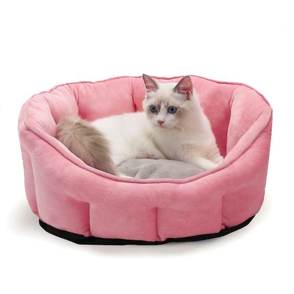 Hundsäng, kattsäng, hundsoffa, plysch mjuk husdjurssäng för små katter och hundar, 46 x 46 x 23 cm, rosa