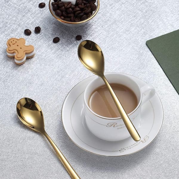 5,5 tommer mini kaffeske i rustfrit stål køkkenbestik 12 stk (guld) gold