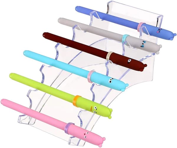 Akryl Penneholder Makeup Børste Organizer 6-rums Display Stand (5 Styk)