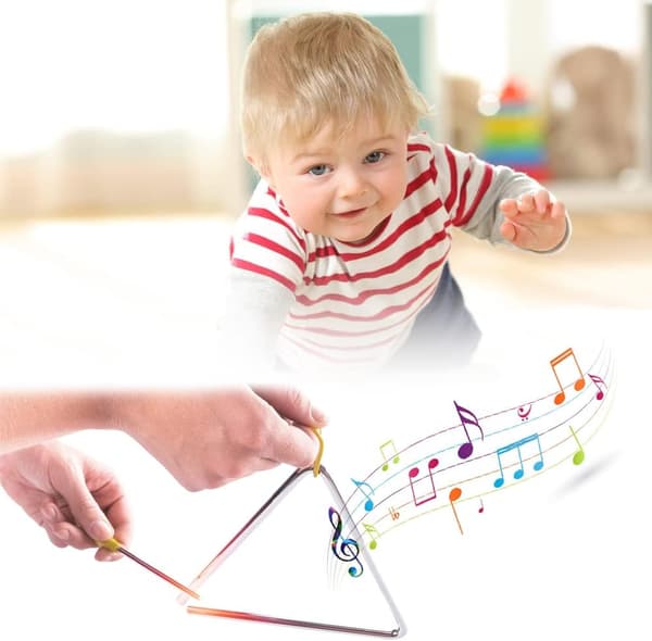 Kolmio lyömäsoitin, musiikkikolmio lyömäsoitin nuijalla, lapsille (4 tuumaa) 4 Inches