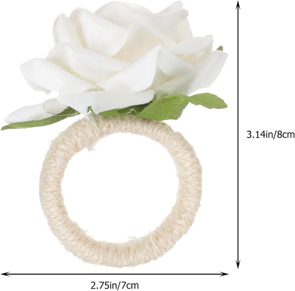 4 stk. roseblomst serviettringer Bryllupsstoff serviettringer Valentinsdagdekorasjon