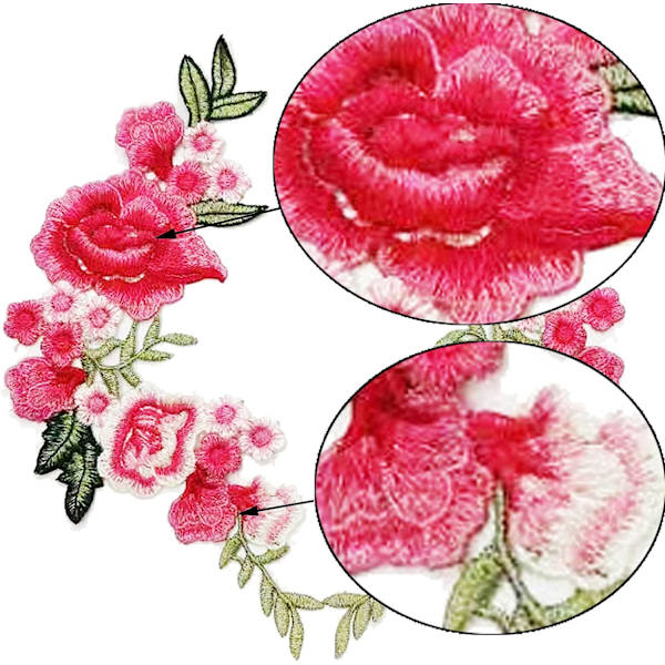 Vattenlösliga färgglada blommor kläder broderi lappar DIY lappar (ros röd) 1 par rose Red