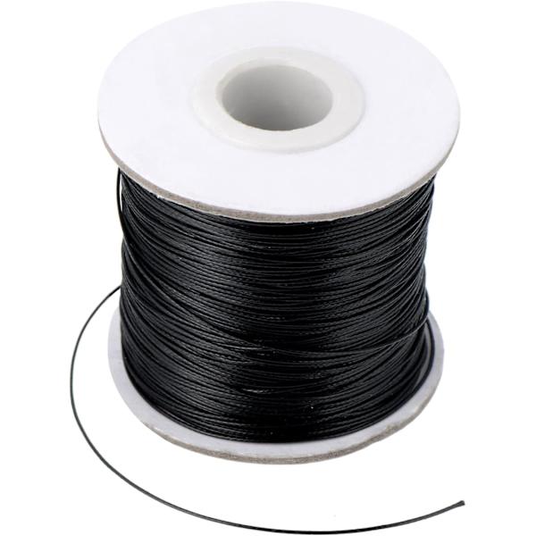 DIY vaxad sladd imitation lädertråd flätat vaxad sladd svart (160m, 0,5mm diameter) Black