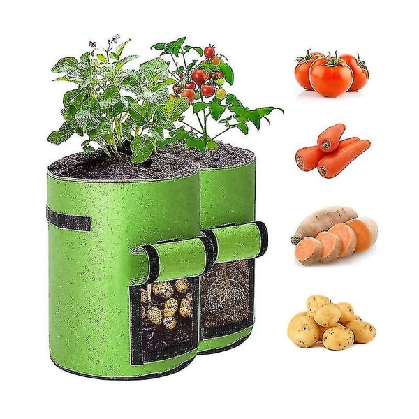 2-pack potatisodlingsväskor 10 gallon andningsbar växtpåse i non-woven tyg (grön) green