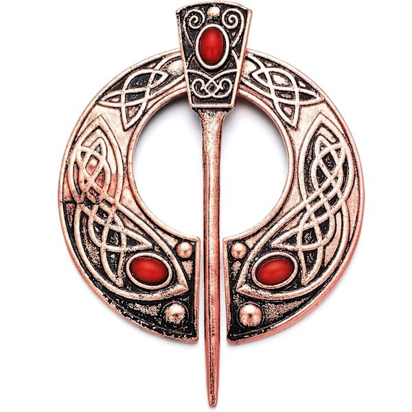 Viking Brosch Pin Spänne Kläder Kappa Pin Sjal Scarf Brosch Smycken （Stil7-röd koppar） color 3