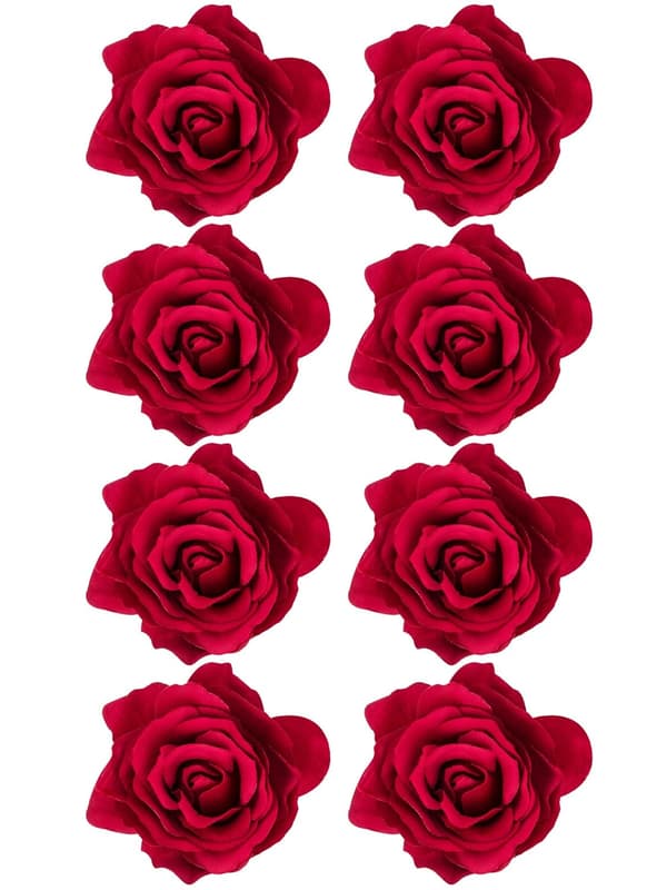 8-pak røde roser blomsterhårnåle blomsterbroche bryllupsblomster simulationsaccessories