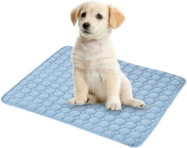 Valpematte kattepleddkurv for hunder og katter hundematte sommer multifunksjonelt materiale (lys blå, 40*30cm)