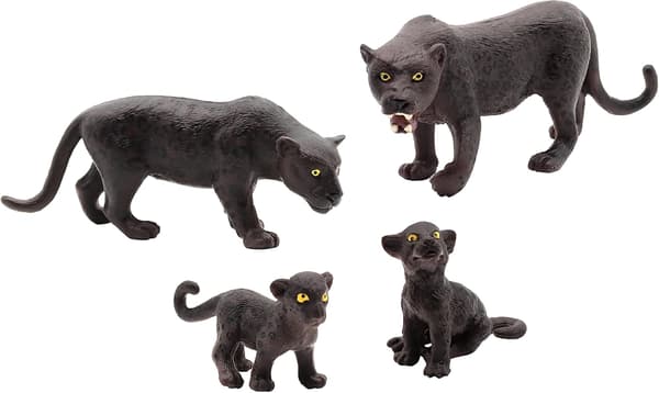 4 stk. realistisk leopardstatue vildtkarakter sort panter dyremodel
