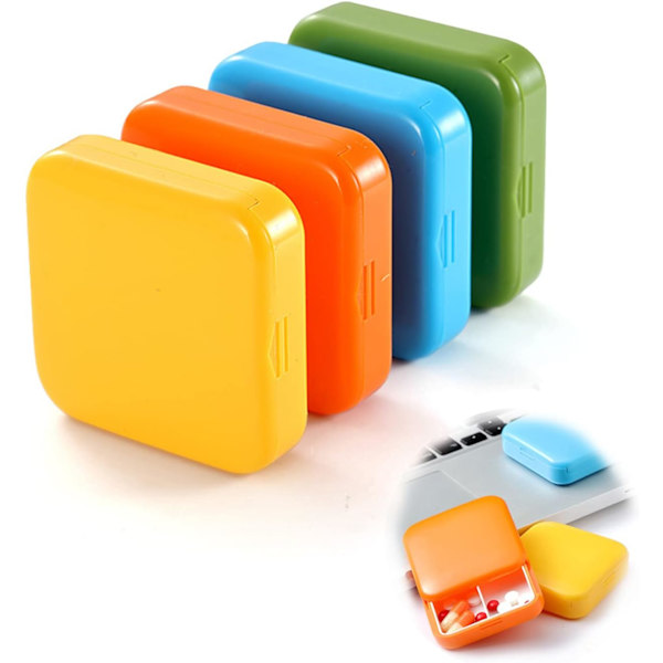 4-pack, medicinorganisatör med 2 fack, lätt att bära, säker och ljudlös pillerbox