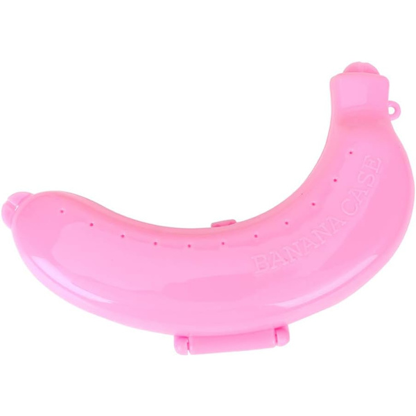 Liten bärbar och hållbar förvaringslåda för bananer (rosa) pink