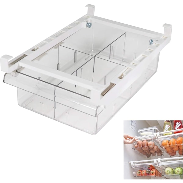 förvaringsboxar för kylskåpslådor, utdragbar förvaringslåda för kylskåpshylla