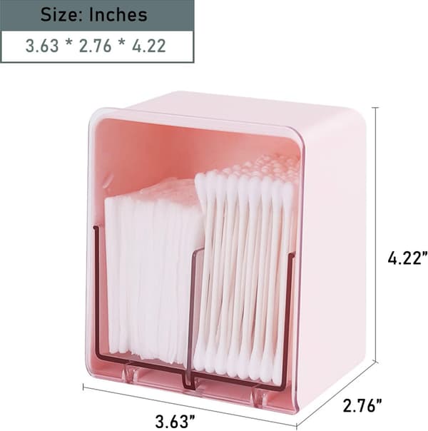 Bomullspinner Qtip Holder Beholder Dispenser Boks med 2 Rom (Rosa) Pink