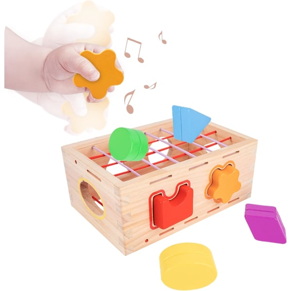 Trä geometriska sortiment kubleksaker 1-3 år Montessori leksaker för toddler