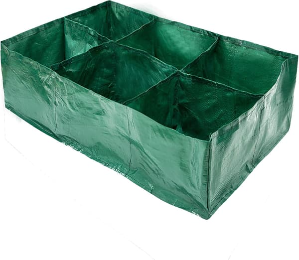 35 gallons stor PE-växtväxtsäckar med 6 fack, med dräneringshål