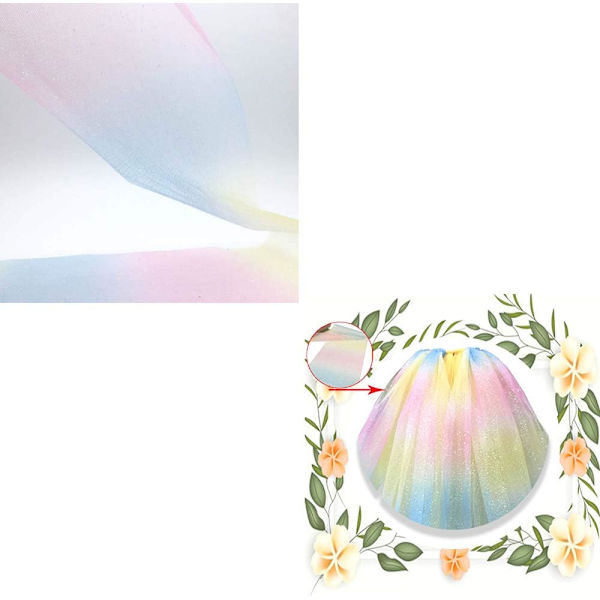 1 st Rainbow Gradient Glitter Tulle Rulle Tyg Band Tulle Band Rulle (6 I 10 Yards), Ljus color 2