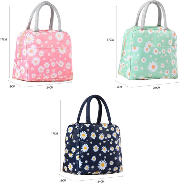 Isoleret madpose, bærbar termisk madpose-arrangør mulepose til arbejde og picnic (Daisy Navy) Daisy Navy
