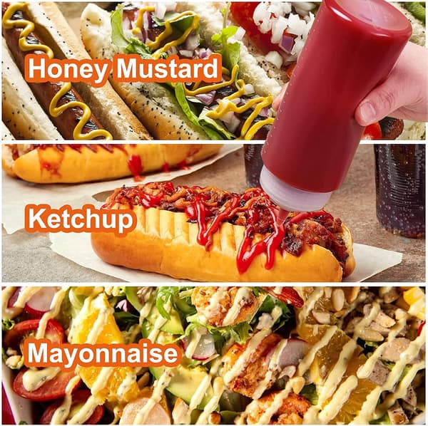 3 stk. 450 ml krydderidispensere til krydderier, mayonnaise, sennep, chilisauce, hvid 450ml