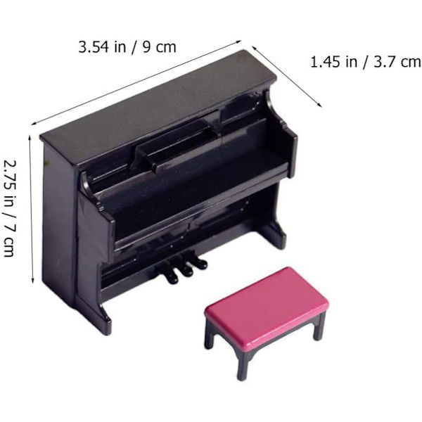 Miniatyr piano modell dockhus musikinstrument prydnader mini piano, vit White
