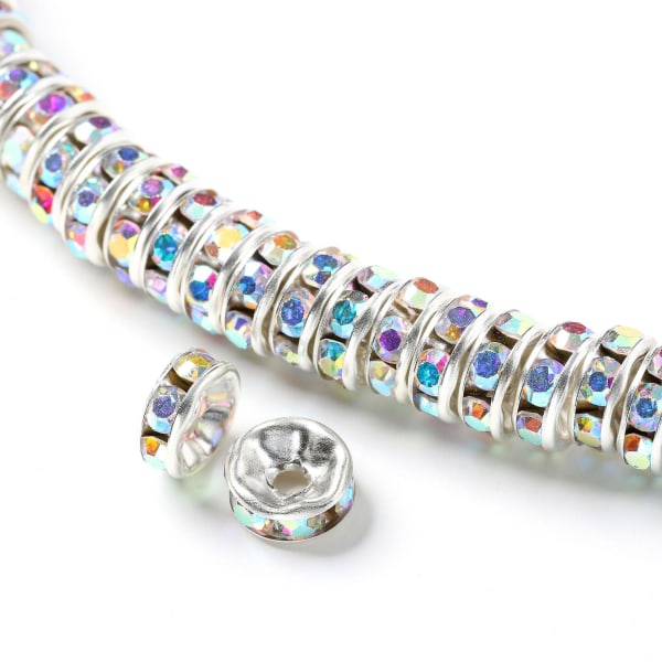 8 mm armbandstillverkning diamantring DIY smycken hantverk (silver) 50 stycken Silver