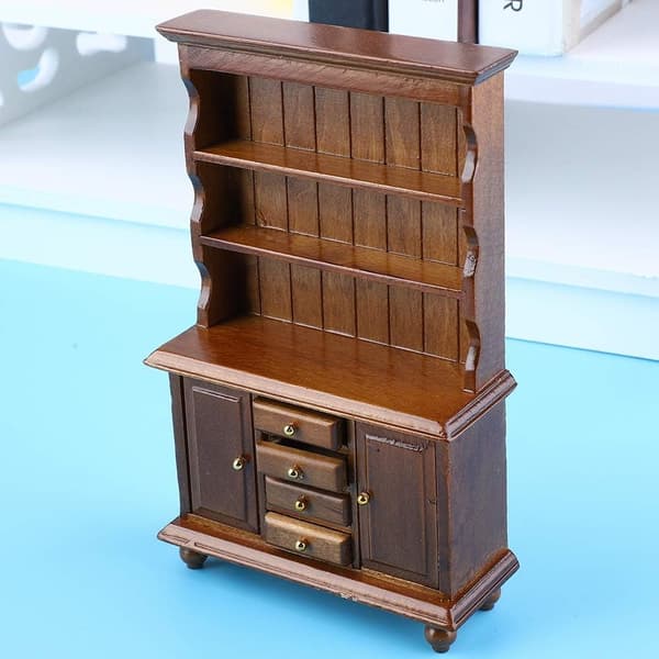 1:12 Dukkehus Mini Møbler Bogreol Model (Valnød Farve) 1 Stykke