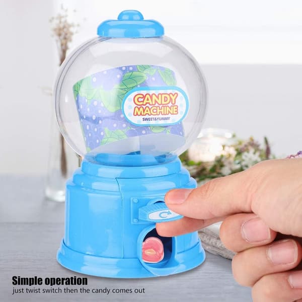 Godterimaskin for barn, mini sparegris i plast, dispenser for barn (blå) Blue