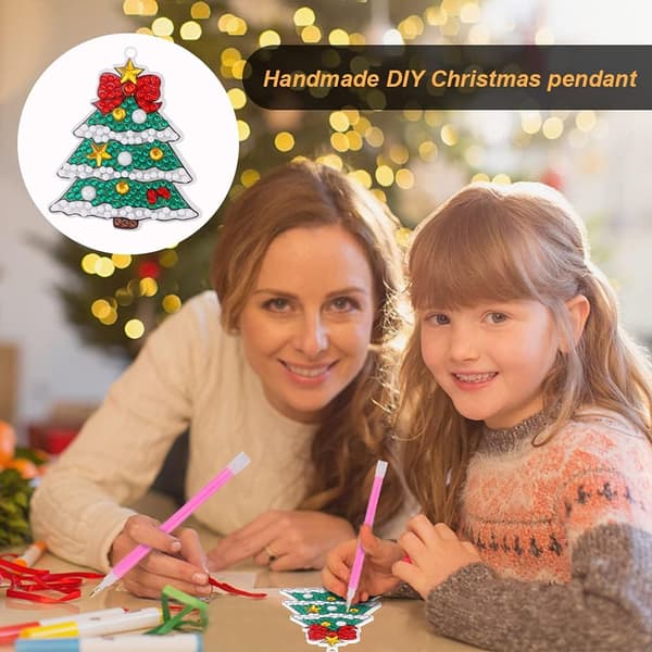 Jul DIY Diamantmaleri Nøglering Vedhæng (C stil) 4 stk. color 2