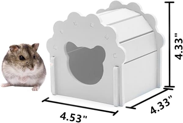 Hamstergjemmested, trygt bur i tre, DIY fargerik hytte, søt sengehus i tre (hvit)