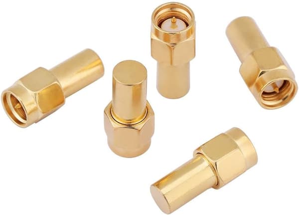 5 stk. SMA hanstik RF koaksial matchet terminator termineringsbelastning 50 Ohm 2W stik
