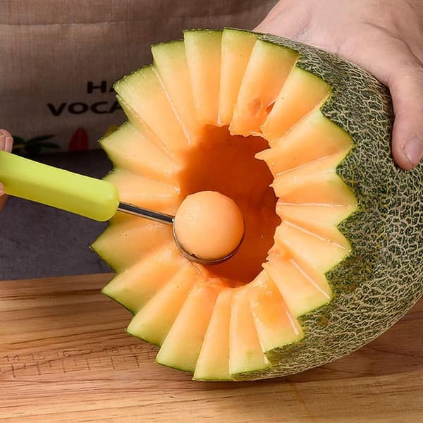 4-i-1 vannmelonkutter i rustfritt stål, sett med fruktutskjæringsverktøy