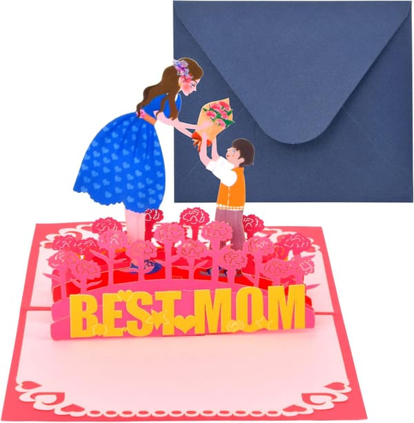Morsdagskort, 3D Pop Up-kort med konvolutter, bursdagskort til mamma