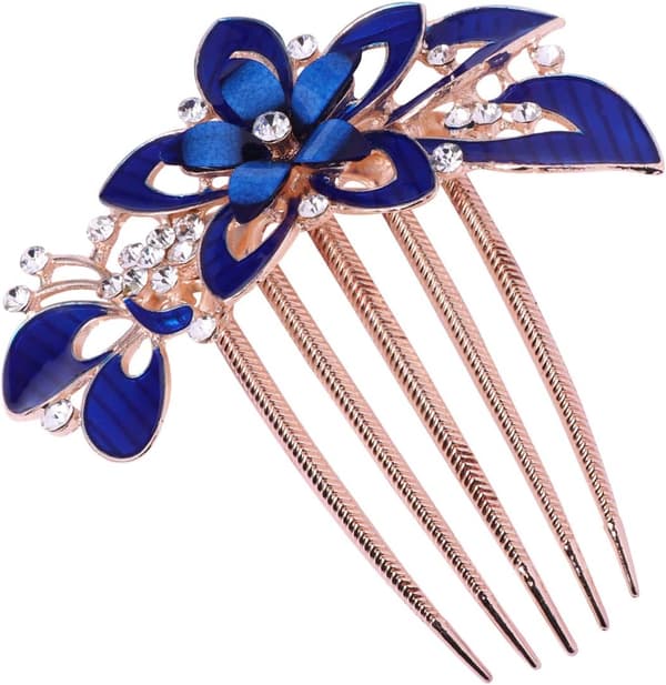 Hårsidekammer Hårklemme Blomsterhårkam til brud Delikat hodeplagg Hodeplagg Bryllupskjole Tilbehør blue
