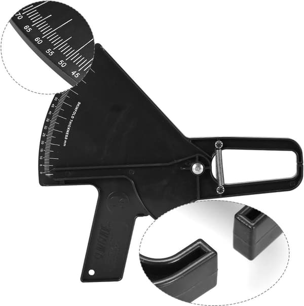 Kaliper fedttang Kropsfedtmåling Kropsindhold, 0-80 mm Hudfoldmåling (sort)