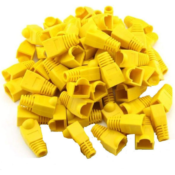 100 st RJ45-dragavlastningshylsor Ethernet-nätverkskontaktpluggsskydd Mjuk plast yellow