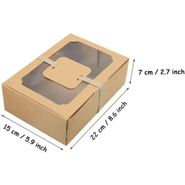 12 st kaklådor i kraftpapper, presentförpackning med transparent fönster, kaklådor i kartong