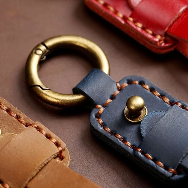 Lädernyckelband för bilnyckel med personligt julmotiv, karbinhake, nyckelhänge, accessoarer (marinblå) blue