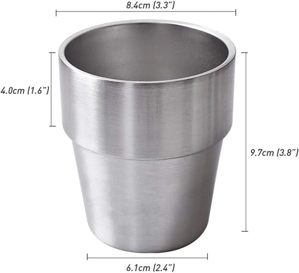 Rostfria muggar, 10 oz / 300 ml metallmugg, dubbelväggig dricksmugg – set med 2-pack