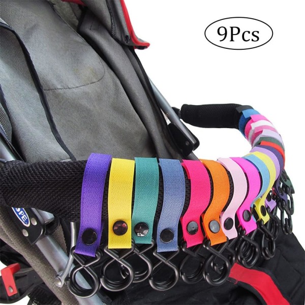 9 strollers krokar, multifunktion strollers krokar för barnvagn, rullstol (slumpmässig färg)