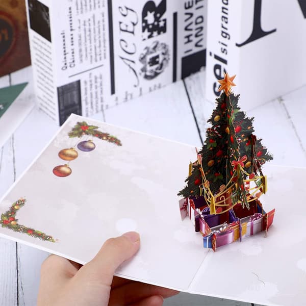 3D Pop Op Julekort Julegavekort 5,9 x 5,9 Tommer 2 Stykker