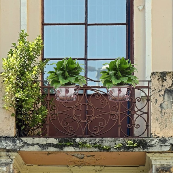 3 st hängande räls planter korgar smidesjärn hängande blomkorgar för balkonger (Champagne)