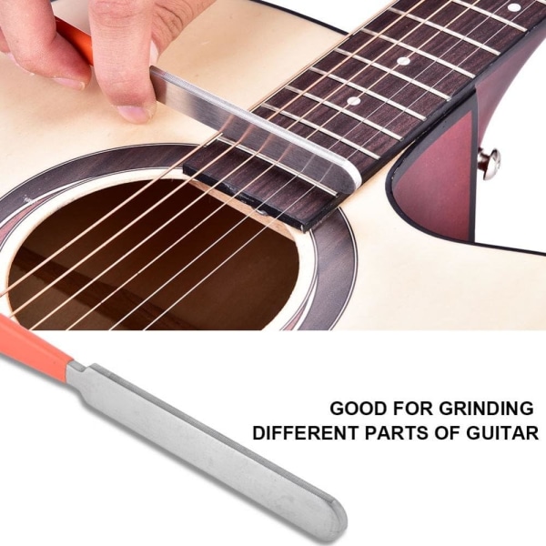 Guitar Fret File Set, med halkfritt handtag, 2 x tätningar i rostfritt stål gitarrslipverktyg