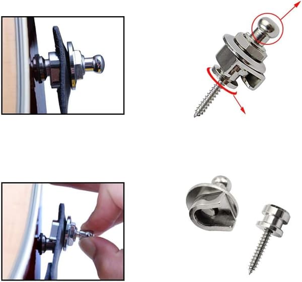 4 stykker guitarrem studs lås basrem hale studs remspænder