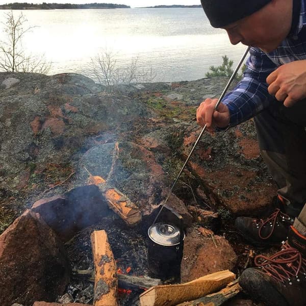 1 stk. teleskopisk blæserør i rustfrit stål, manuelt blæserør til ild, med taske (sort)