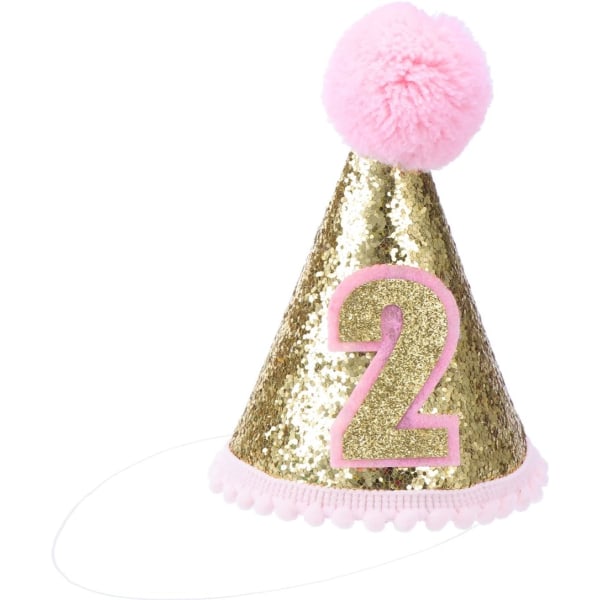 Barnfödelsedag Taper Hat Huvudbonader Huvudbonader 2:a födelsedagsfesttillbehör (rosa)
