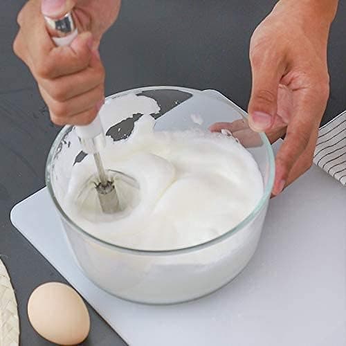 Halvautomatisk eggvisp i rustfritt stål - 3 STK Håndtrykk Roterende Visp Blender (10 TOMMER Blå)