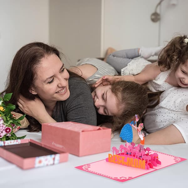 Mors Dag Lykønskningskort, 3D Pop Up Kort med Konvolutter, Fødselsdagskort til Mor