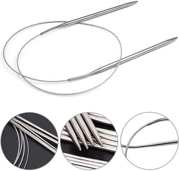 Rundstrikke rustfri stålpinde sæt (11 stk.), professionel 65 cm flere størrelser 5 mm til 1,5 mm